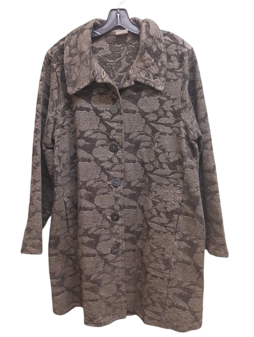 CMC Vintage Tapestry Floral Jacquard Button-Front Pea Coat XL